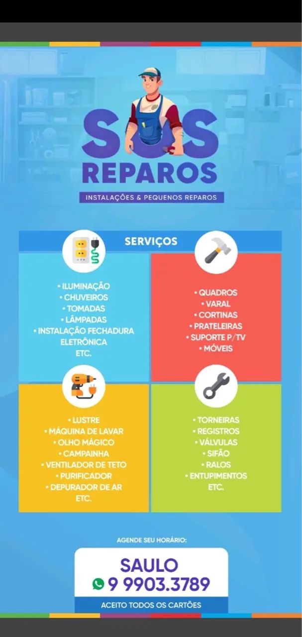 INSTALAÇÃO VENTILADOR TETO E OUTRAS 