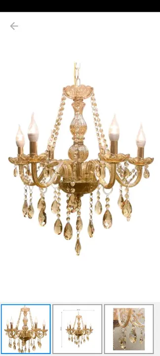 Lustre de Cristal 5 Luzes Dourado