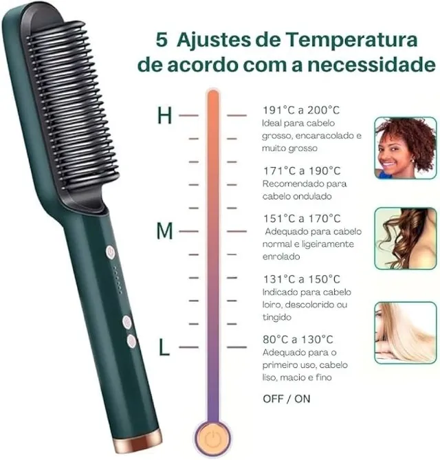 Escova Alisadora 3 em 1 - PAGUE SÓ NA ENTREGA ?