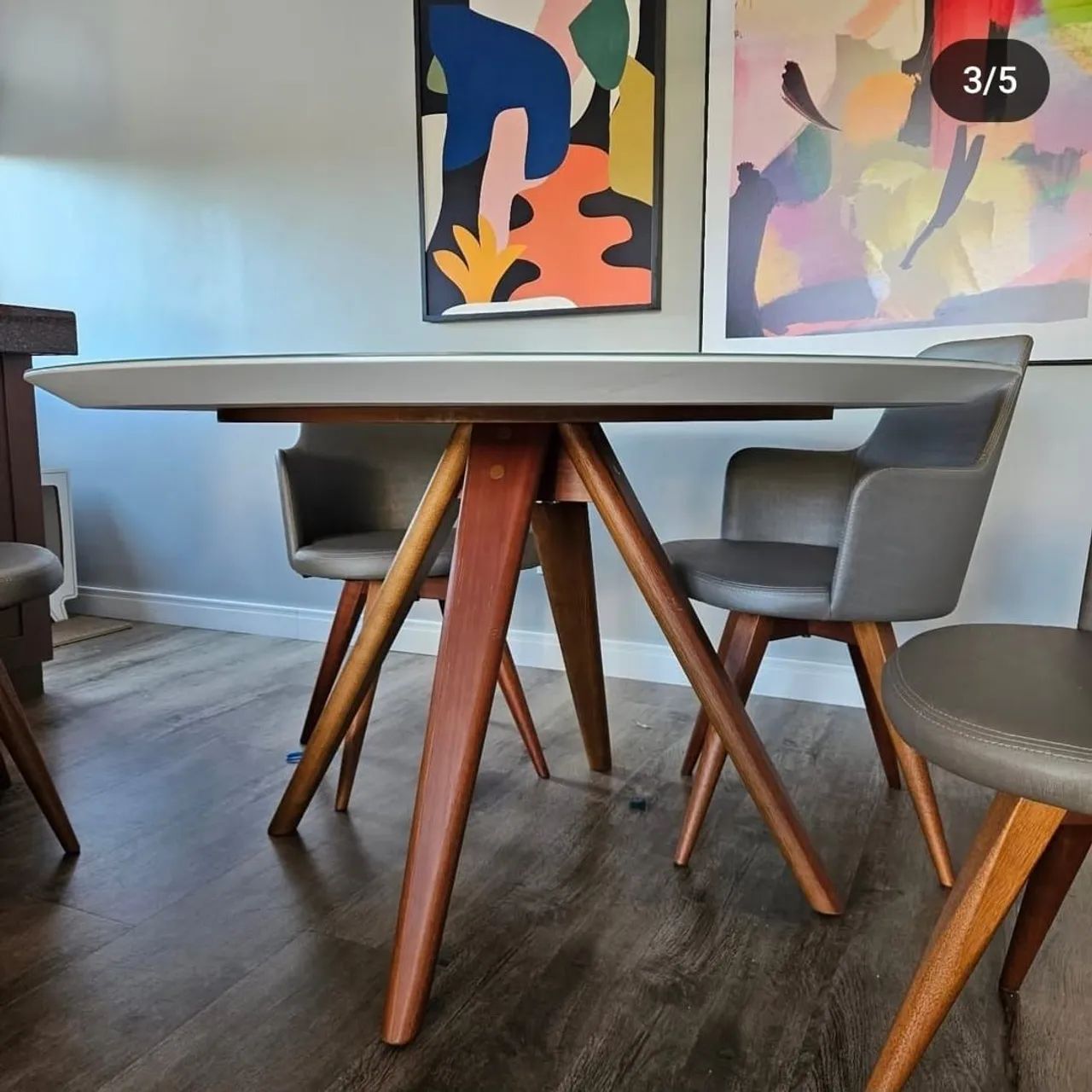 Mesa redonda com tampa de vidro branco - Estado de nova - Foto 3