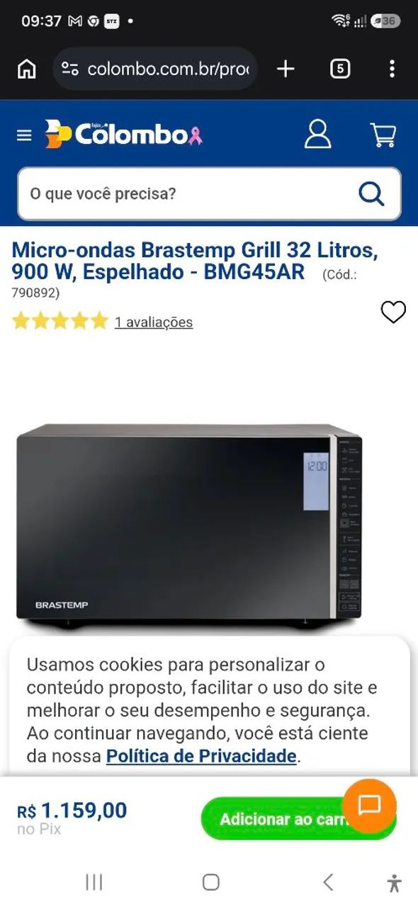 Microondas brastemp 32L (com defeito)