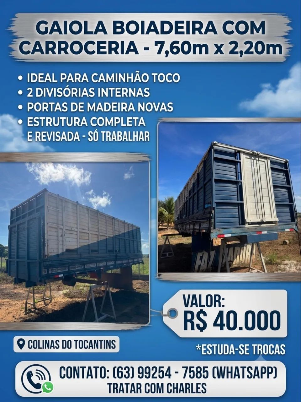 GAIOLA BOIADEIRA 7,60 / 2,20 - Foto 2