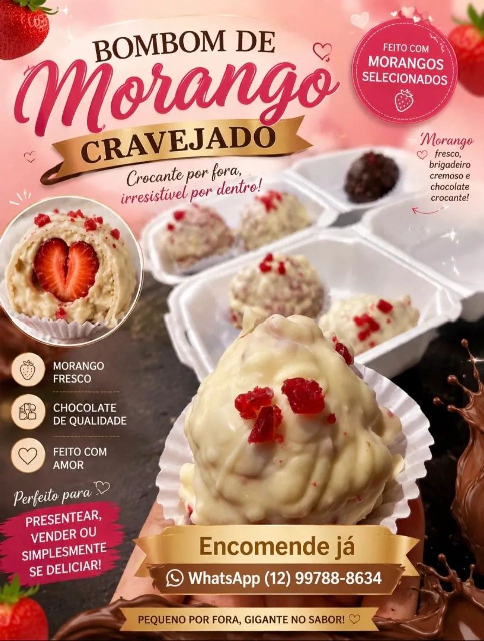 Bombom de morango cravejado  - Foto 2