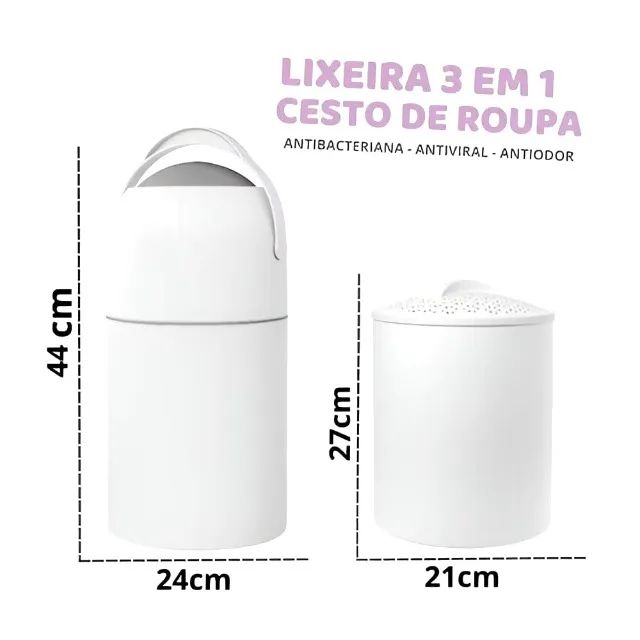 Lixeira 3 em 1 e cesto de roupa  - Foto 2
