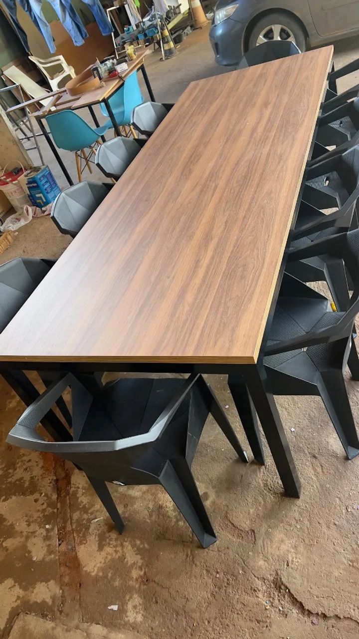 Mesa estilo industrial 2,75m com 10 cadeiras - Foto 2