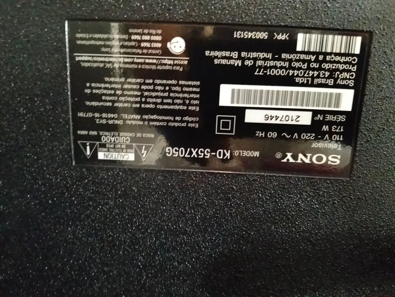 Tv Sony bravia 55 polegadas com tela trincada 