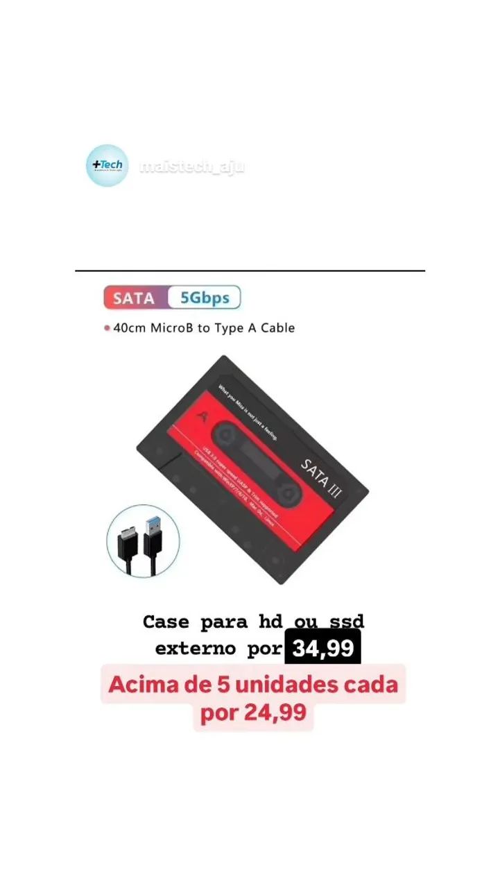 Case para HD externa ou ssd a partir de 25,00
