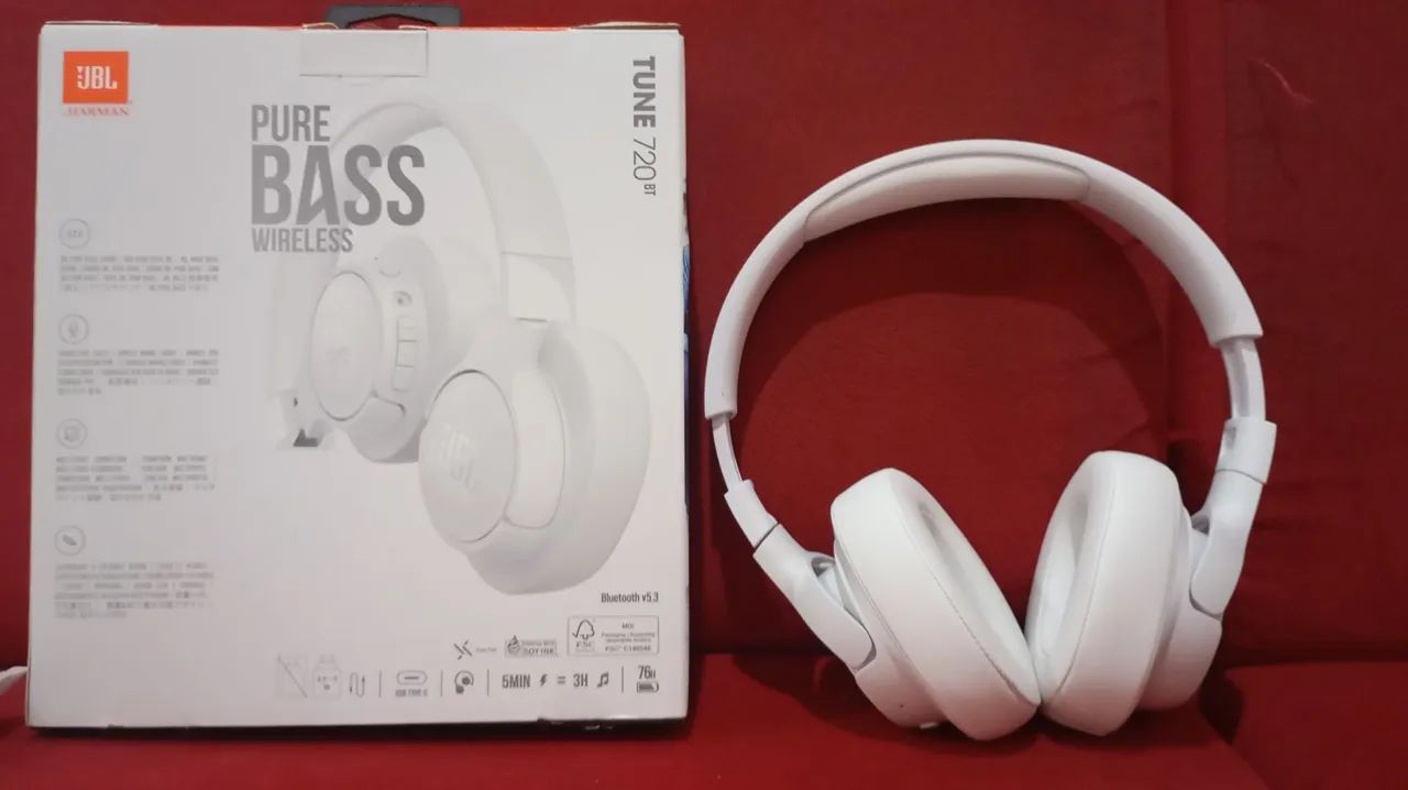 Headset JBL Tune 720BT Pure Bass Wireless - Novo e original