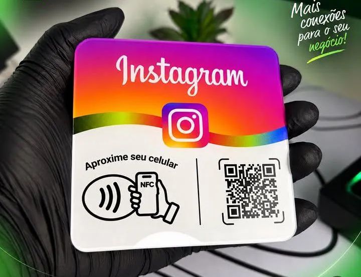 Plaquinha NFC Instagram e Google Avaliações com QR Code Personalizado<br> - Foto 3