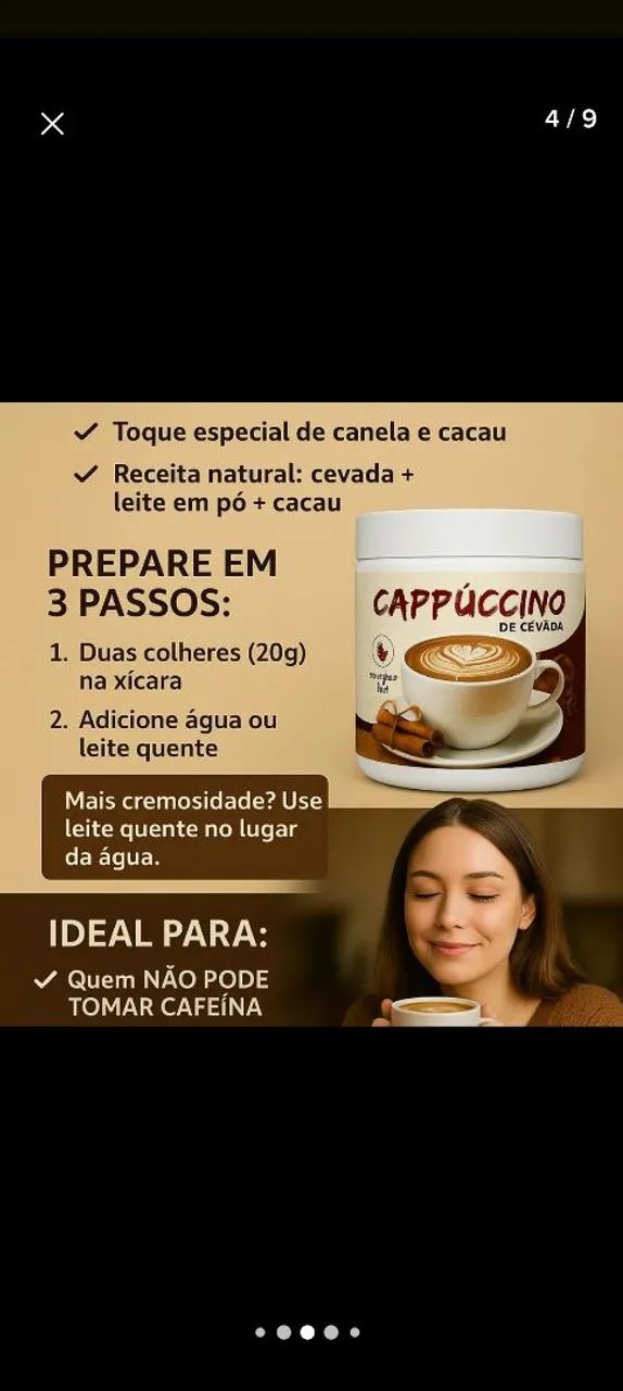 Cappuccino de cevada sem cafeína  - Foto 4