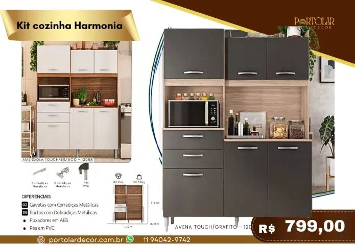 Kit Cozinha Harmonia, a pronta entrega 