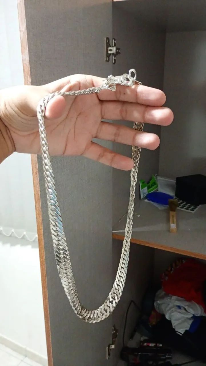 Corrente de moeda com banho de prata 