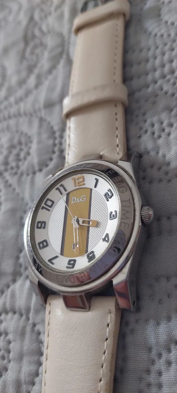 Relojo importado Dolce e Gabbana pulsera em couro branco  - Foto 2