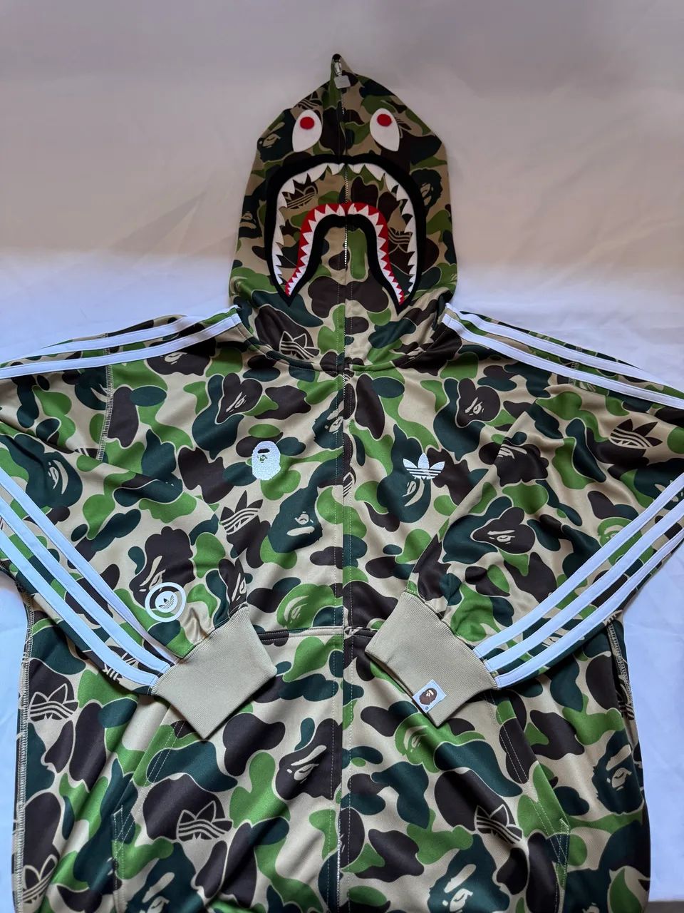 adidas SHARK TRACK HOODIE BAPE クルーグリーン BAPE x adidas Jaqueta Shark Track Hoodie Crew Green - Roupas