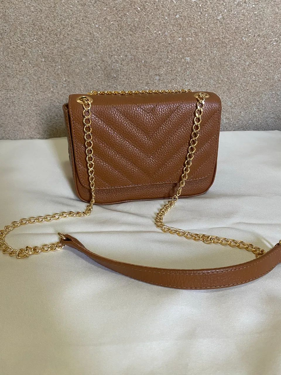 Bolsa Couro legítimo Caramelo  - Foto 4