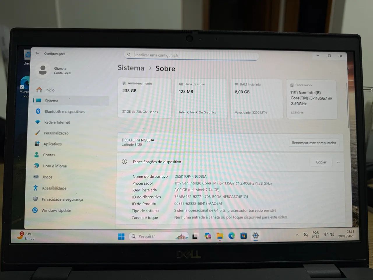 Notebook Dell - i5 11th 8gb - Pra sair rápido! - Foto 3