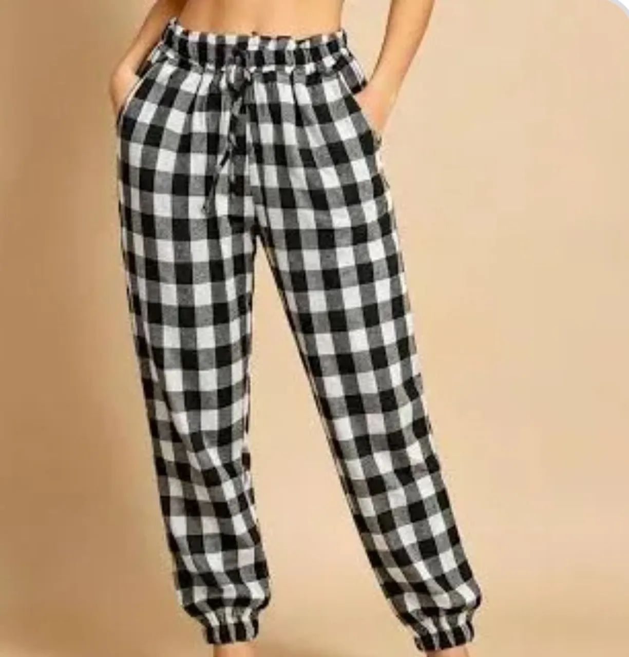 Calça xadrez jogger 