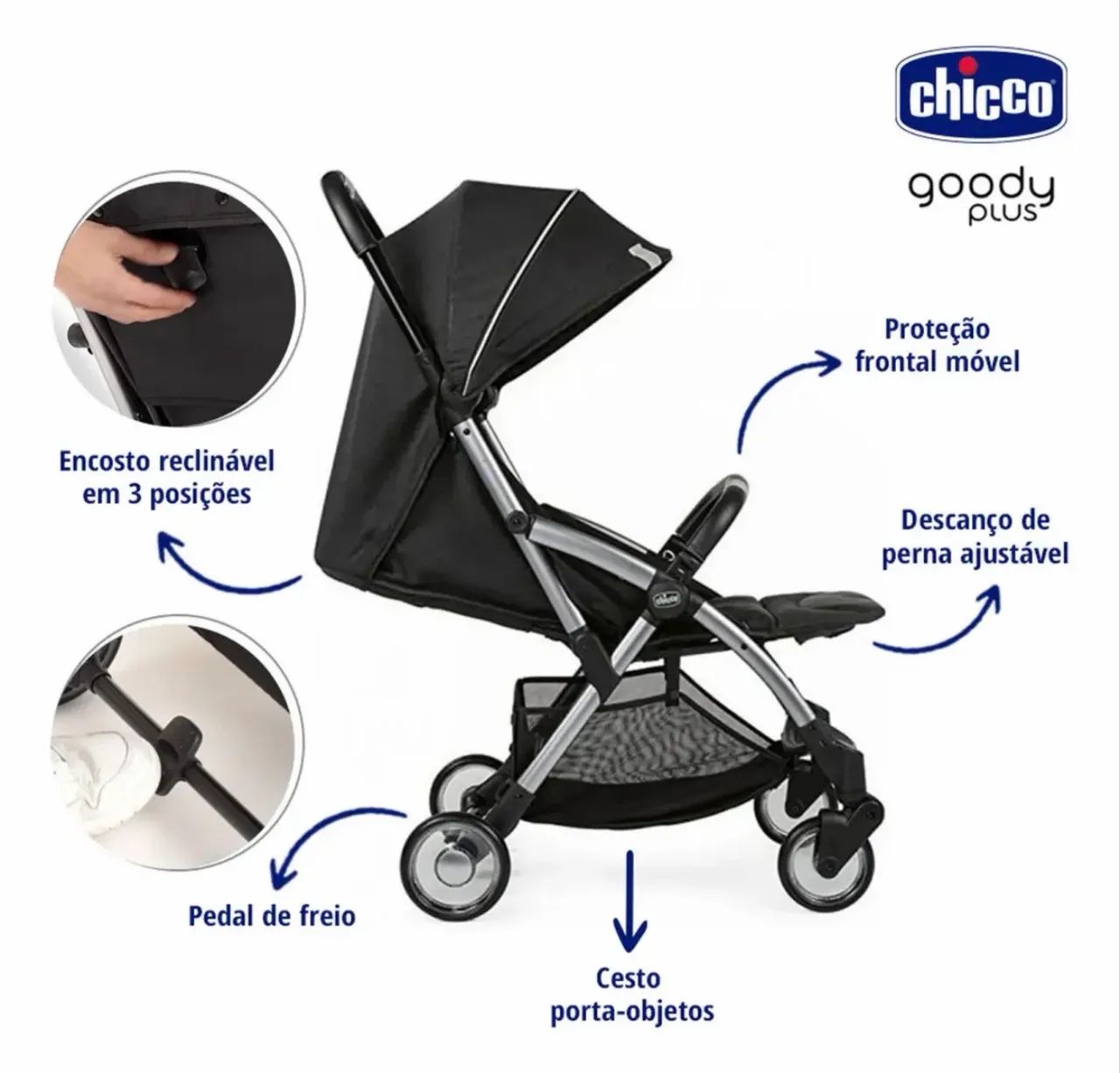 Carrinho de Bebê Goody Plus - Chicco - Foto 4