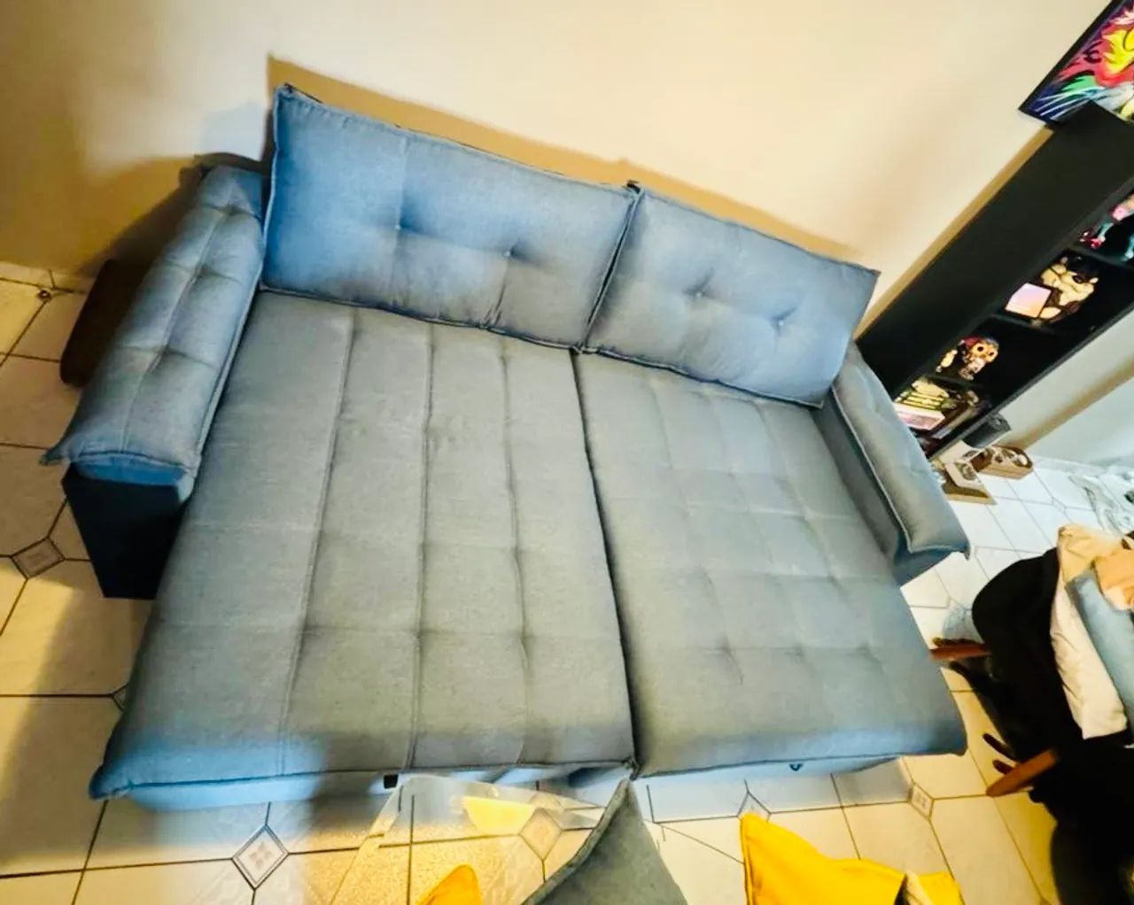 Blue Linen Reclining Sofa - 2.40m | Brand New65115871574401122
