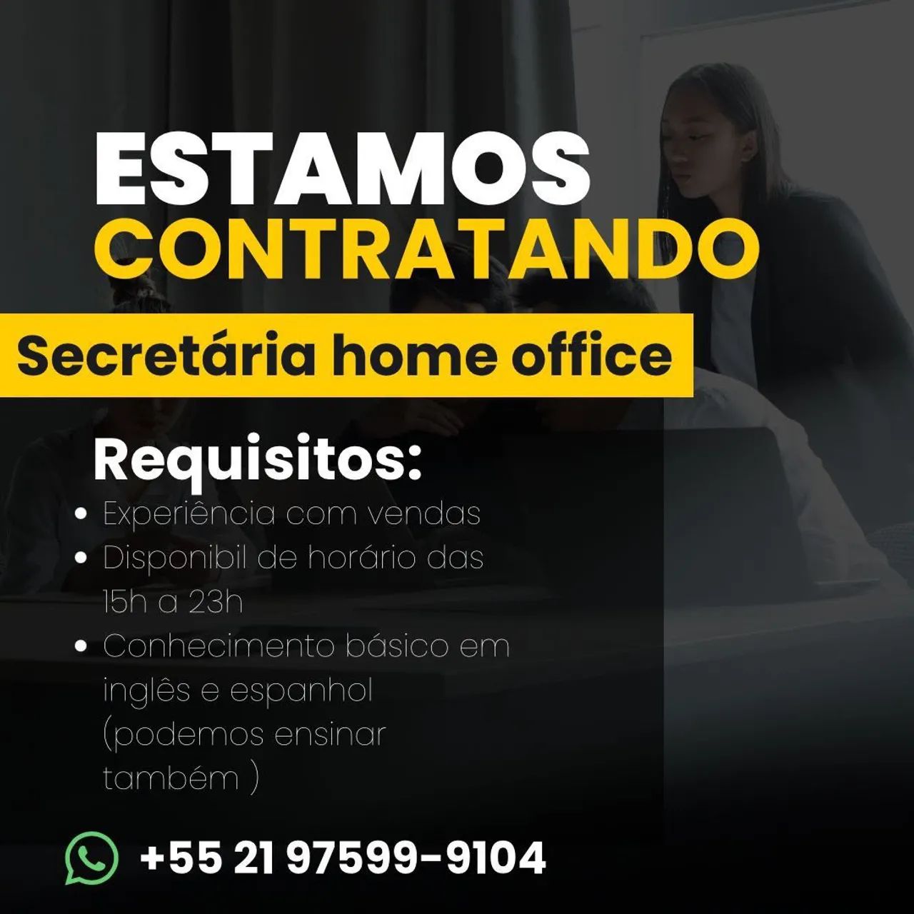 Vaga para secretária - Home office 