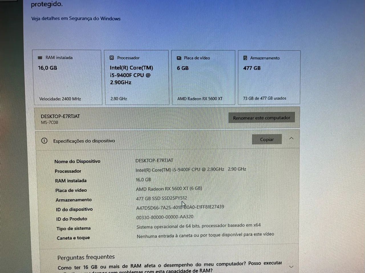 Pc gamer, core i5 9400 16gb, rx5600xt "3299,00" - Foto 3