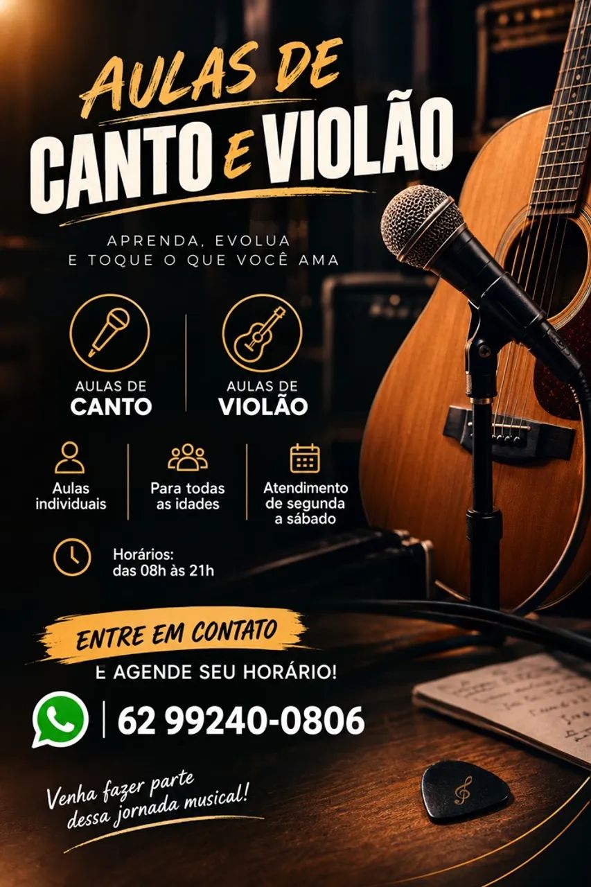 Aulas de canto e violão 