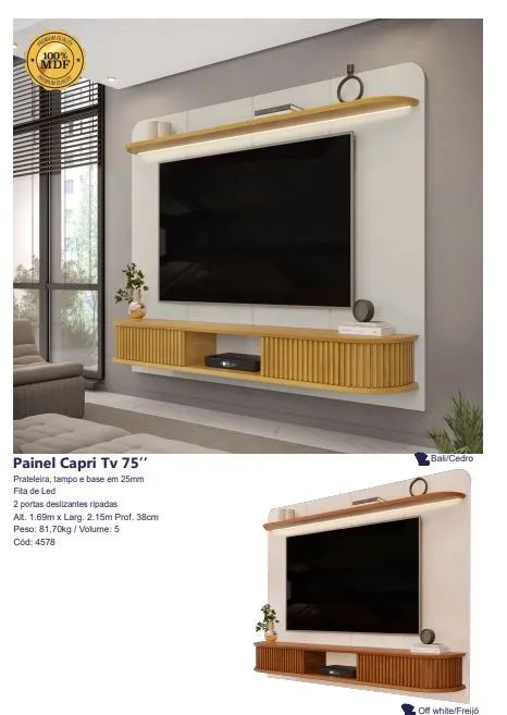 Painel Capri Tv 75 100% MDF
