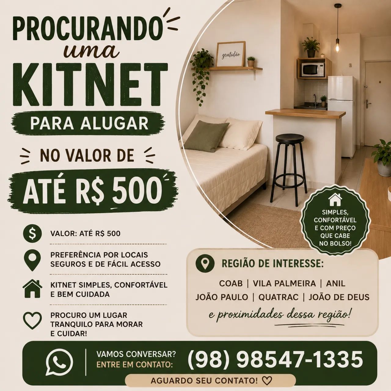 Eu estou a procura de uma kit net