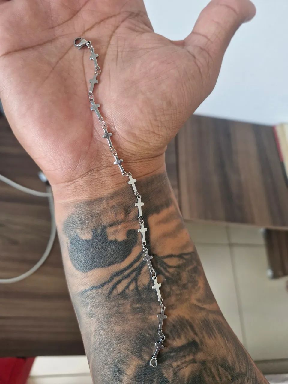 Pulseira e cordão duplo cristão  - Foto 4