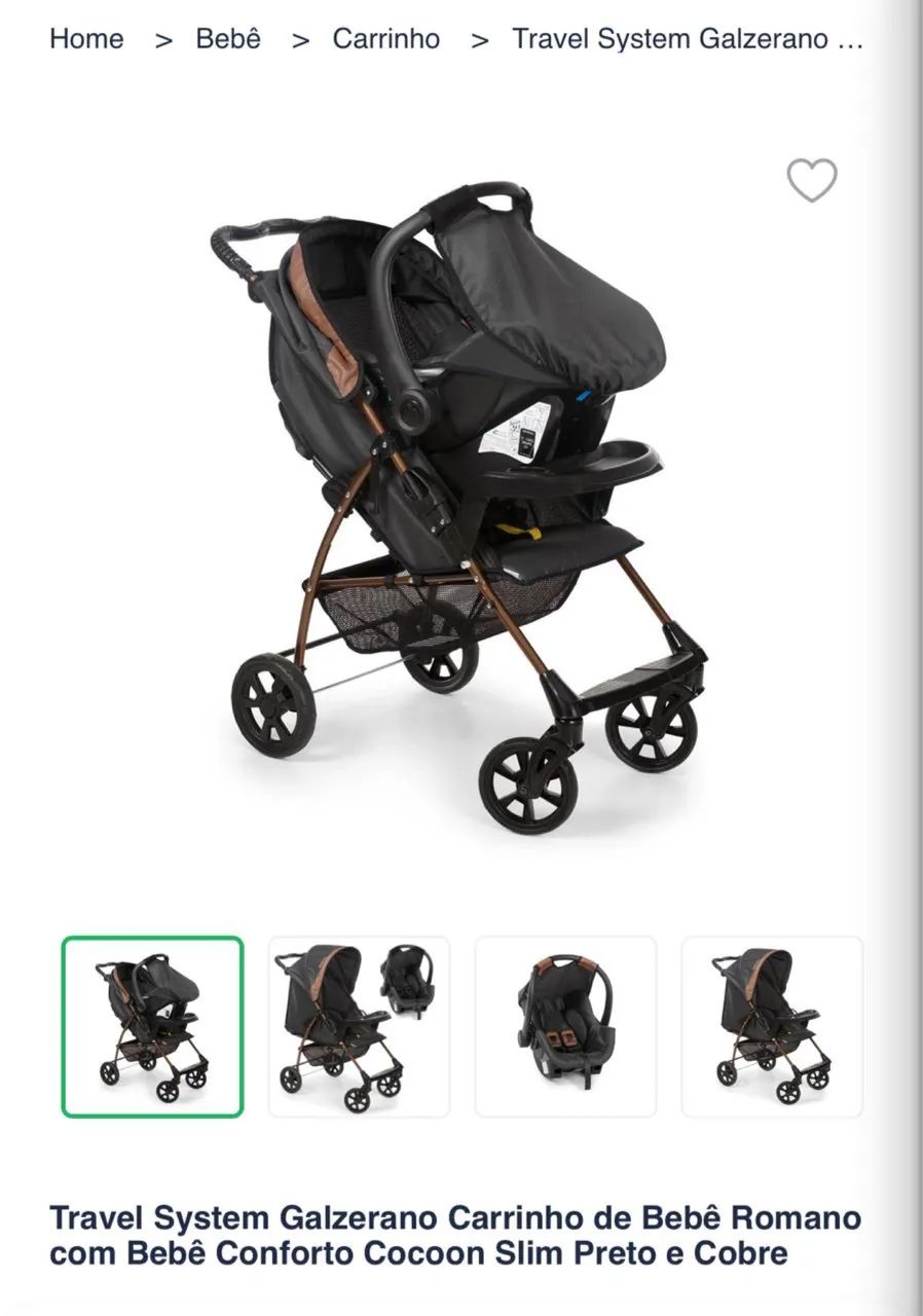 Carrinho de bebê galzerano + bebê conforto semi novo!