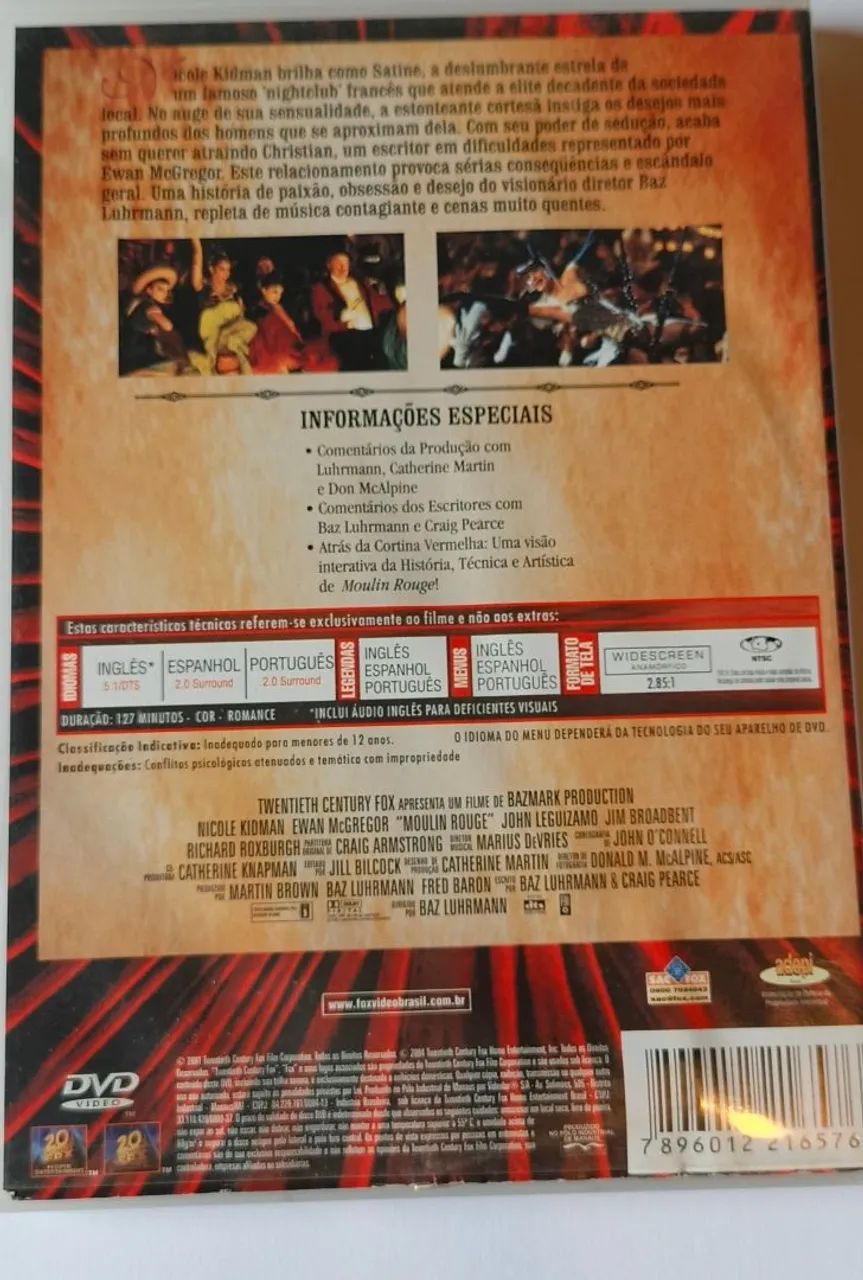 DVD MOULIN ROUGE - AMOR EM VERMELHO - Foto 2
