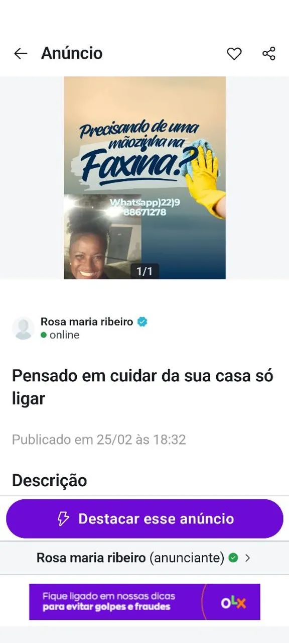 Pra vcs 1ue está precisando de uma ájuda na sua casa e só chamar *) whatsapp 