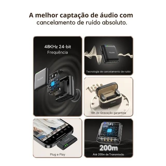 Sistema de Microfone Duplo Lapela sem Fio Usb-C Combo - Foto 2