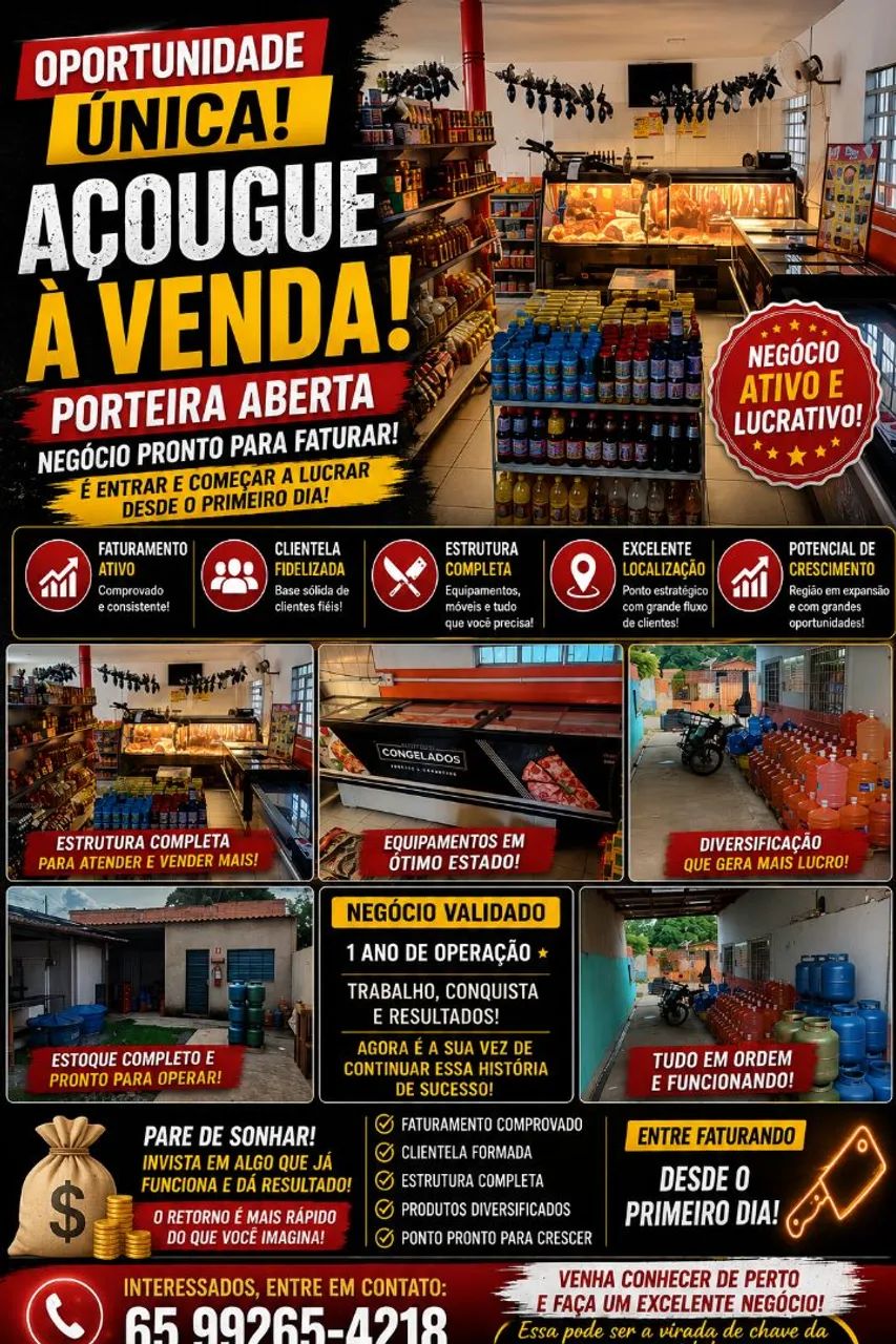 Venda ou arrendamento mercearia com açougueiro completo 