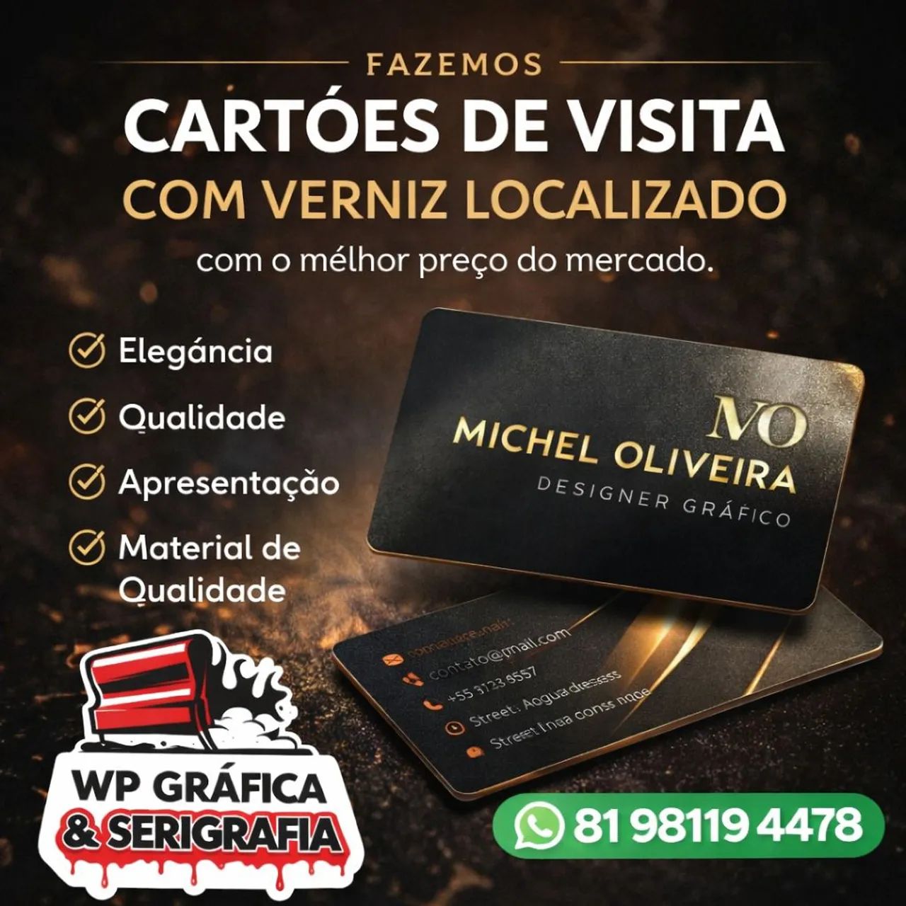 Cartão de Visita com Verniz Localizado