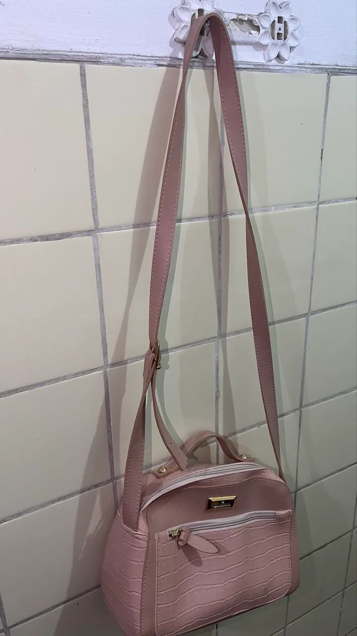 Bolsa rose couro fino - Foto 2
