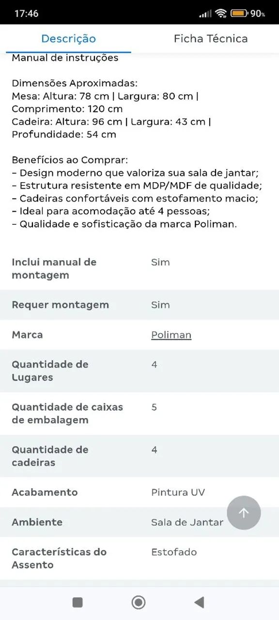Mesa de jantar 4 Cadeiras - Foto 4
