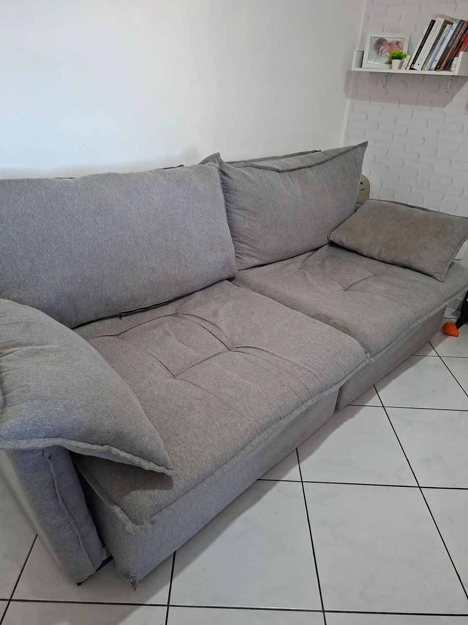 Sofá sem caixa retrátil 2 m e 30 cinza - Foto 2