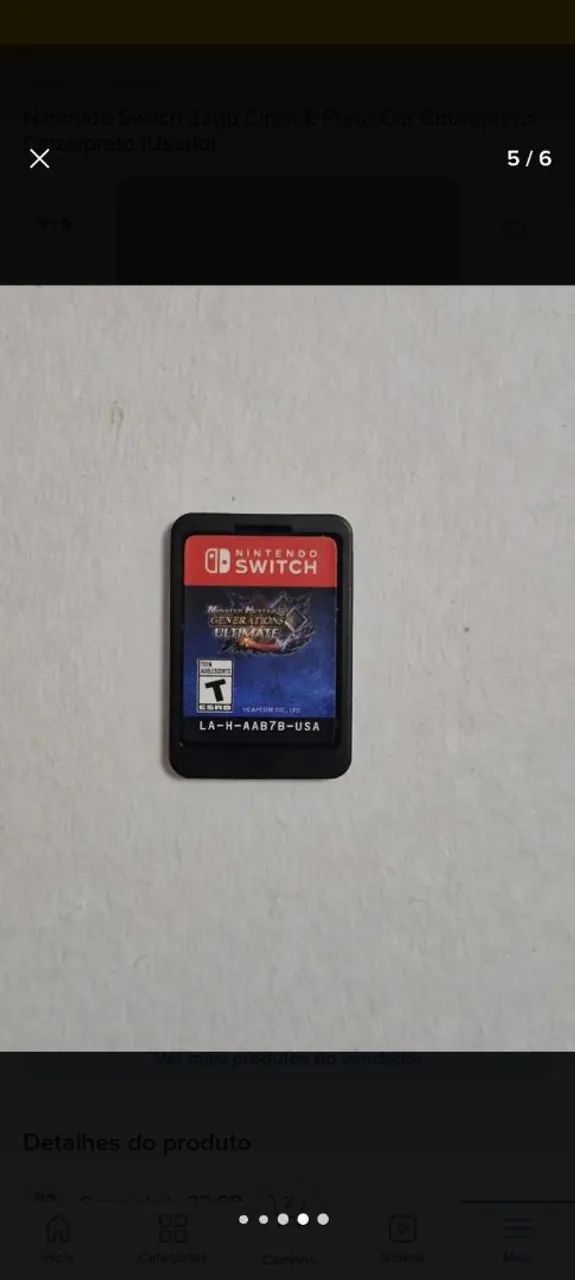 Monster Hunter sem capa -Nintendo switch
