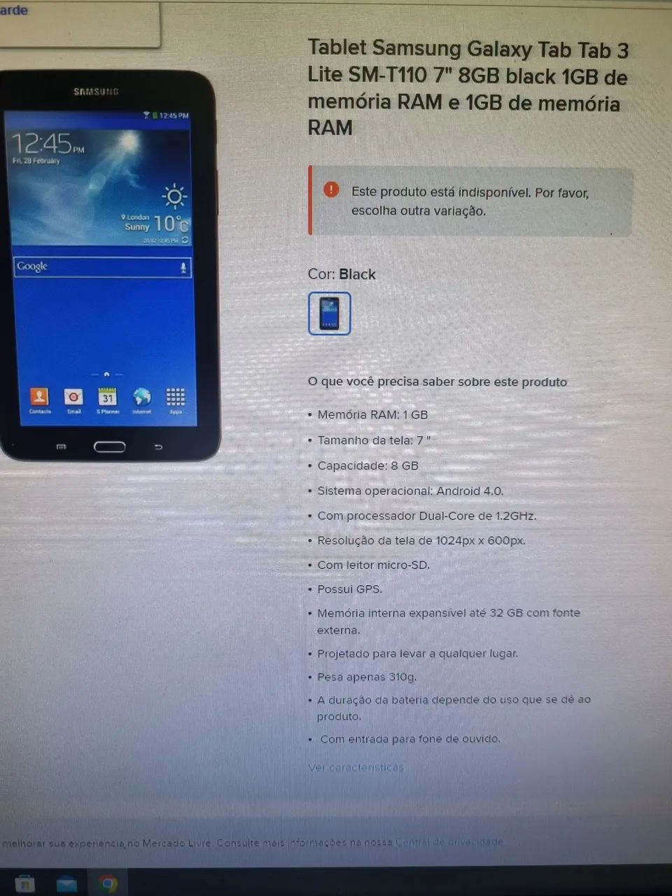 Tablet Samsung Galaxy Tab lite - Foto 3