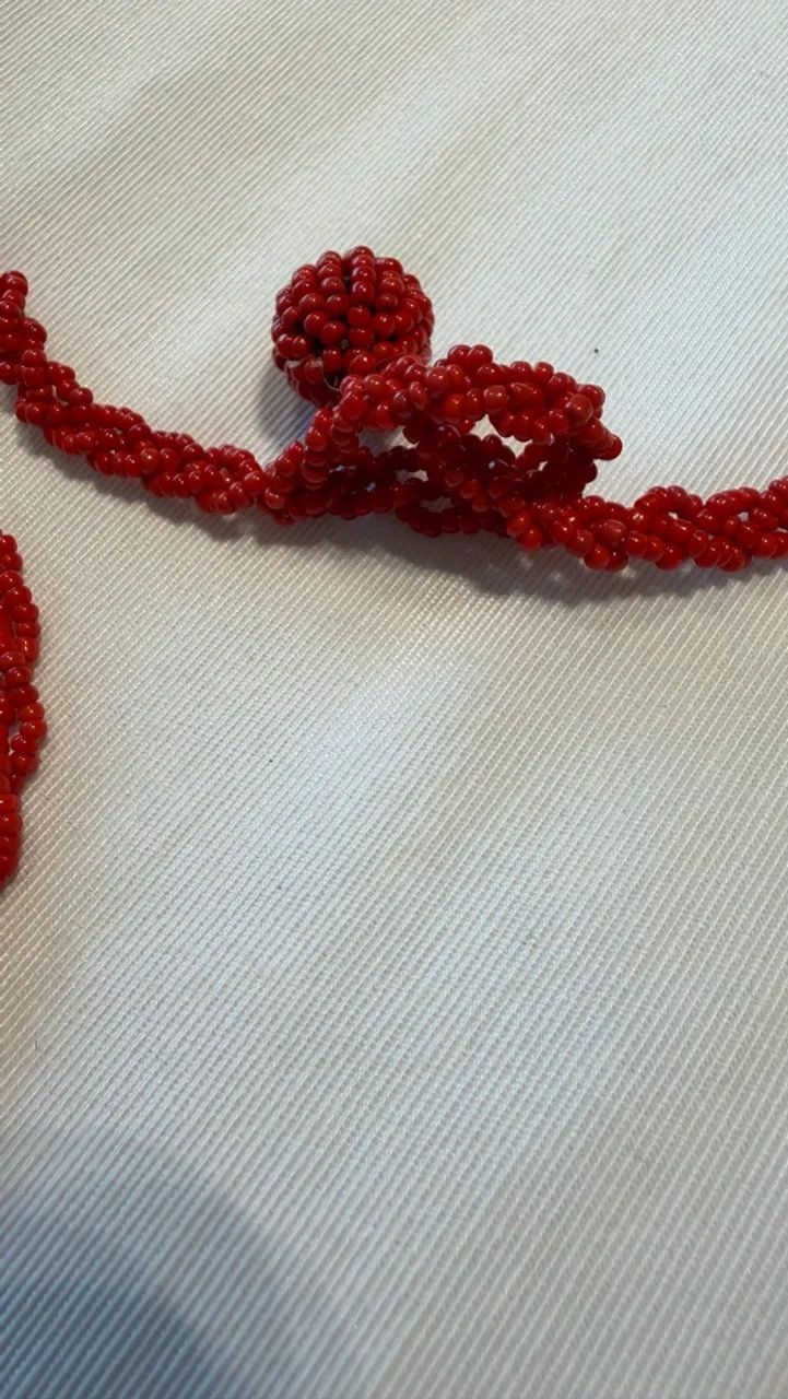 Maxi Colar Vermelho de Miçangas - Múltiplas Camadas - Foto 5
