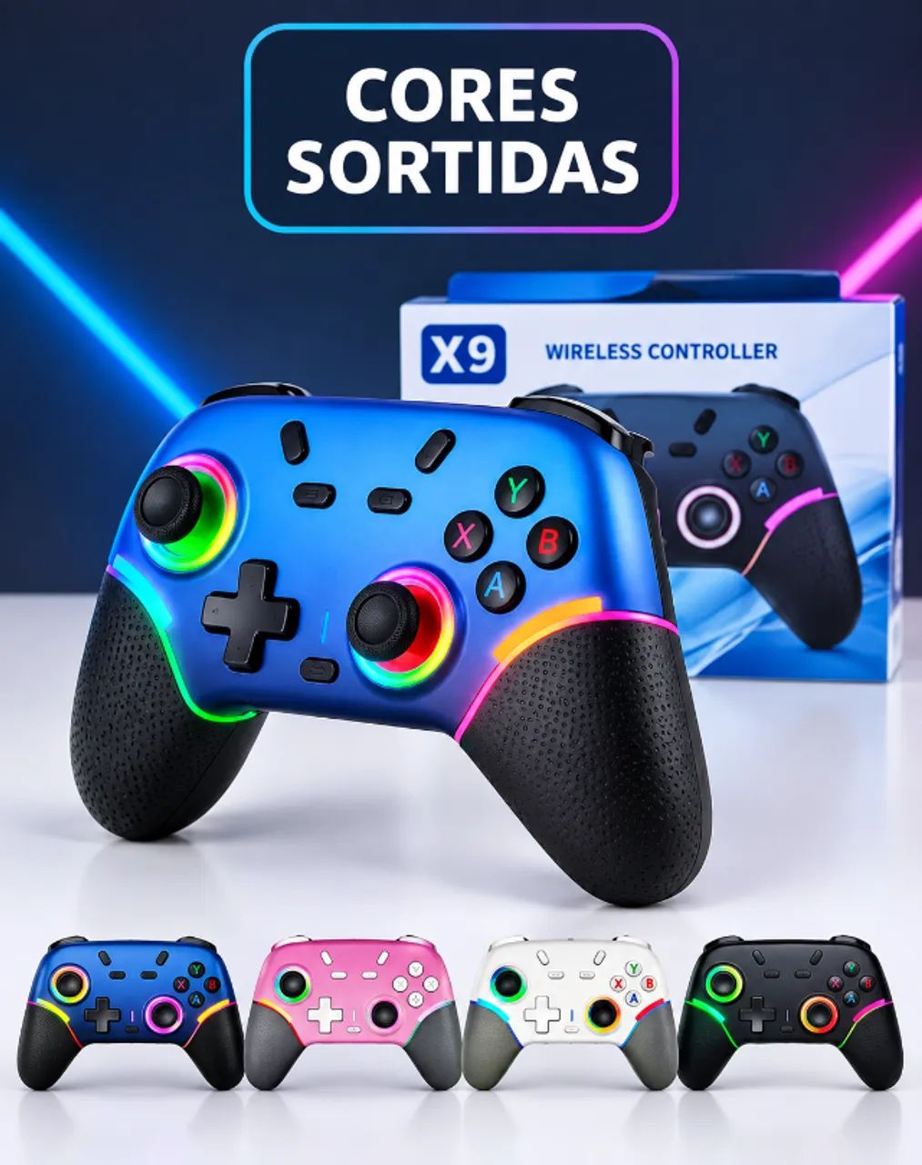 Controle Gamer Sem Fio Compatível Switch Oled Lite Steam PC Bluetooth