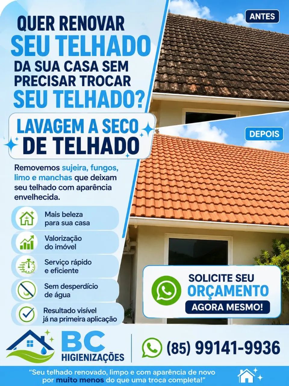 Lavagem de telhado a seco profissional. - Foto 5