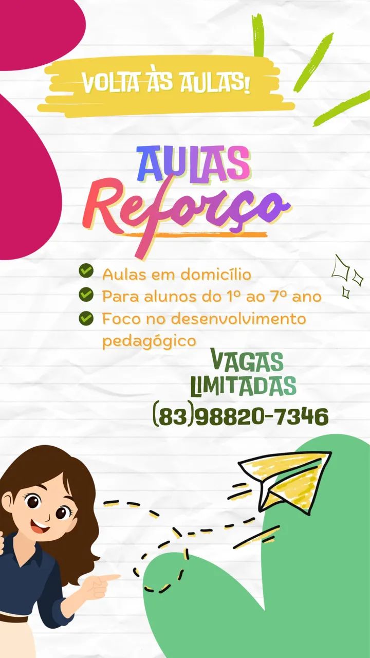 Aulas de reforço escolar 