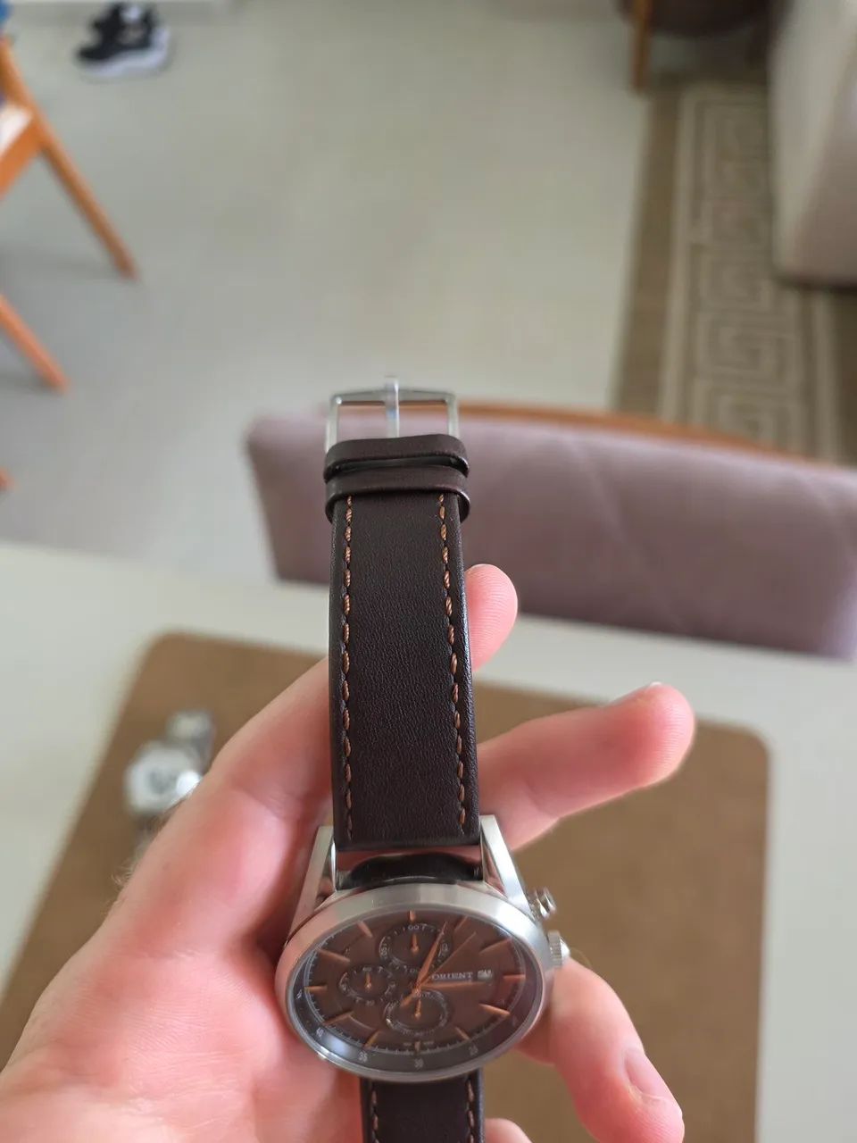 Orient Cronógrafo Couro - Foto 4