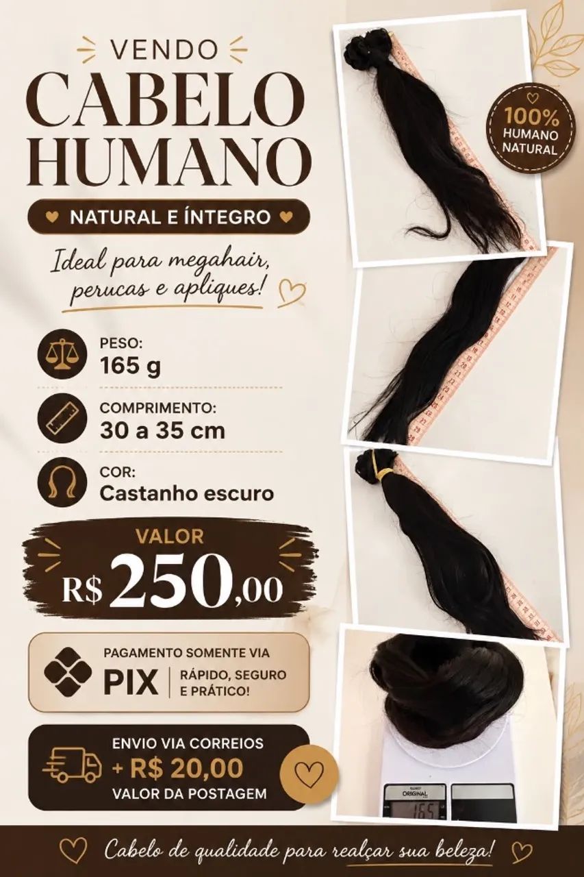 Cabelo humano liso usado 
