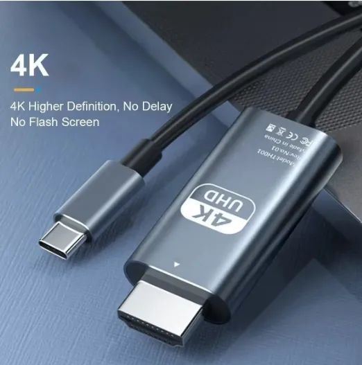 Cabo USB-C para HDMI 4K Premium - 2 Metros (Conecte Notebook e Celular na TV)