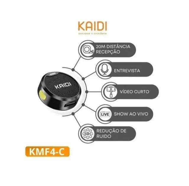 Kit de Microfone de Lapela Sem Fio Original Kaidi com 2 Unidades/para Celulares - Foto 3