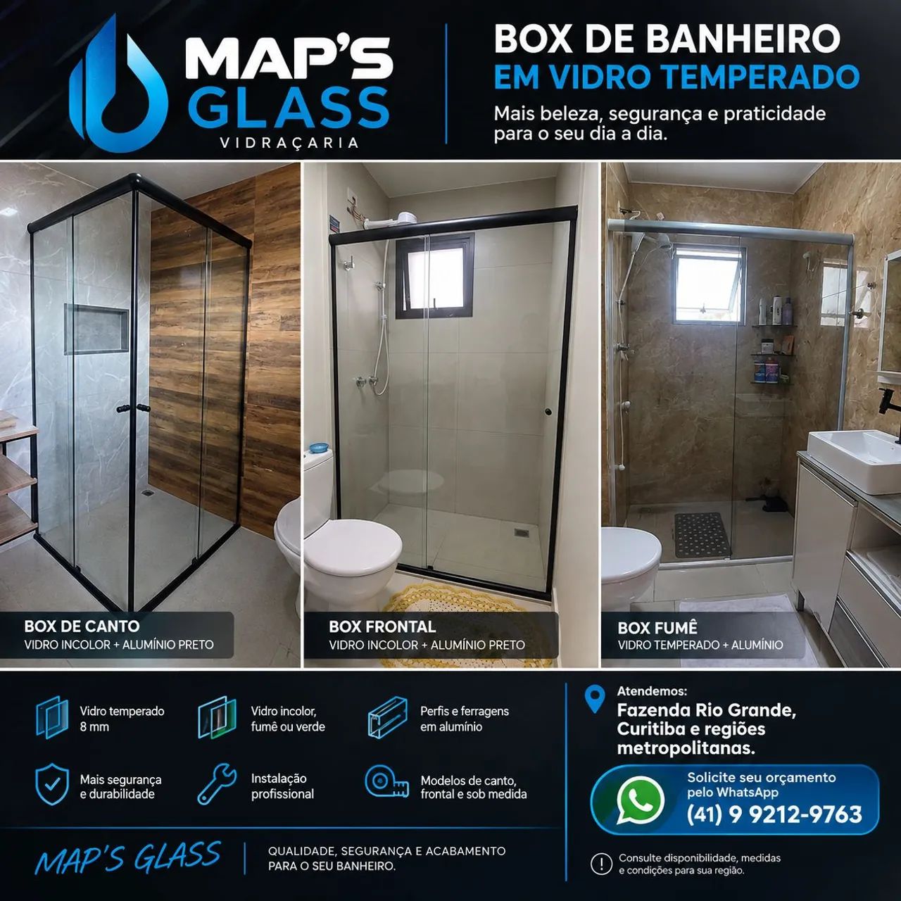 BOX  BANHEIRO VIDRO BLINDEX TEMPERADO 