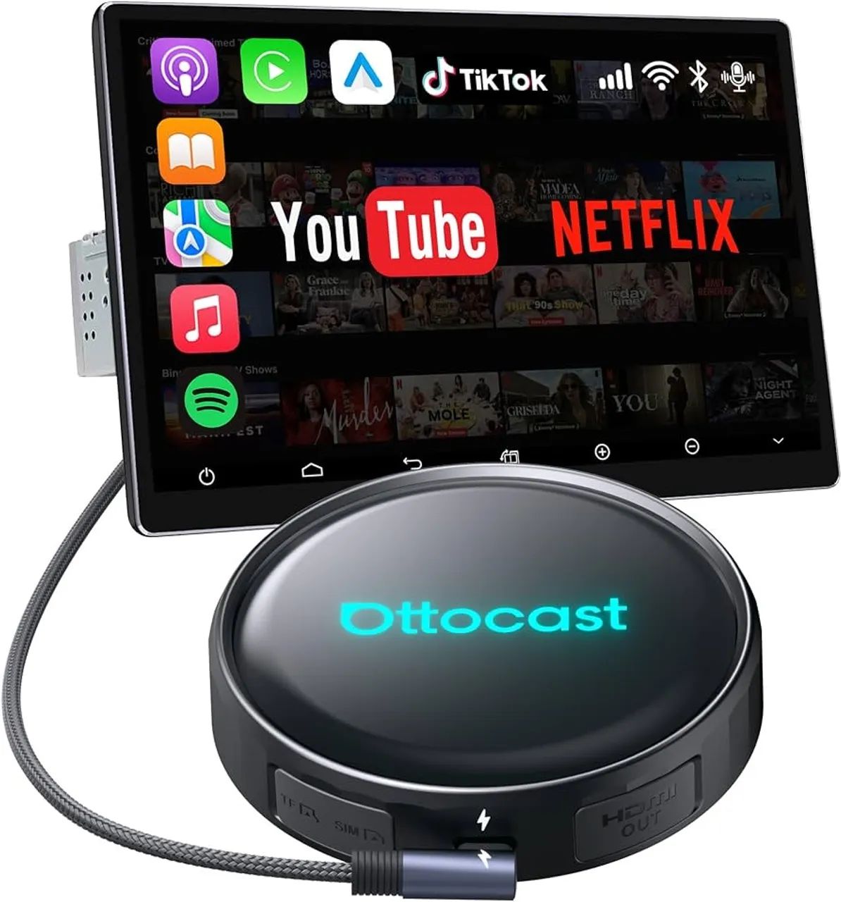 TV Box Para Carro - Ottocast P3 Pro Air Box Carplay - 128GB/8GB - HDMI - Novo